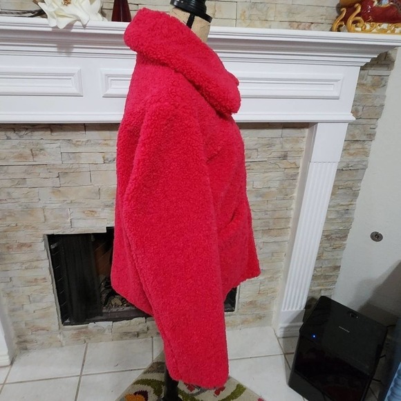 Sam Edelman pink faux fur fuzzy fleece‎ pink teddy jacket Size large new!!! - Picture 6 of 16